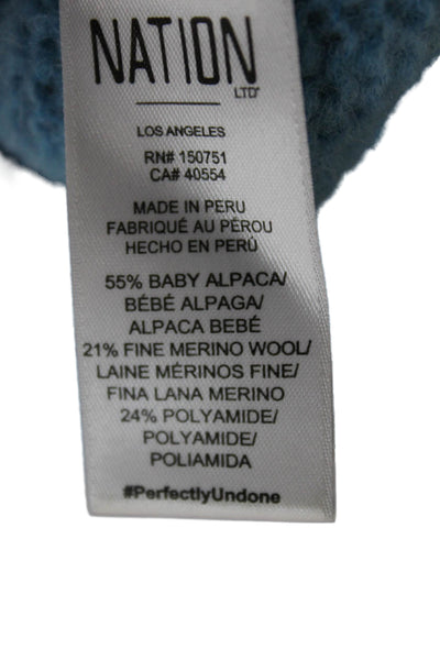 Nation LTD Women Pullover Collared Long Sleeve Blue Baby Alpaca Size XS