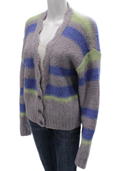 Free People Womens Bohemian Striped V-Neck Cardigan Multicolor Size XS