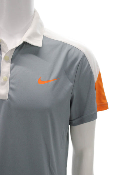 Nike Mens Polo Colorblock Gray Short Sleeve Recycled Polyester Size L