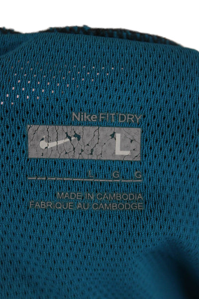 Nike Mens Basic Gray Sleeveless Tank Polyester Colorblock Crew Neck Size L