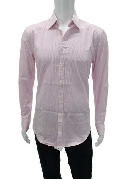 Charles Tyrwhitt Mens Pink Striped Dress Shirt Cotton 34/35 Size M