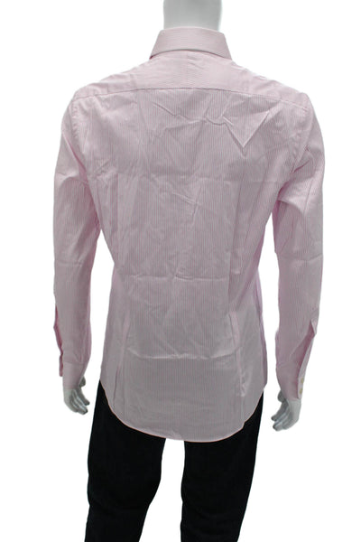 Charles Tyrwhitt Mens Pink Striped Dress Shirt Cotton 34/35 Size M