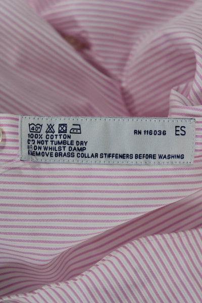 Charles Tyrwhitt Mens Pink Striped Dress Shirt Cotton 34/35 Size M