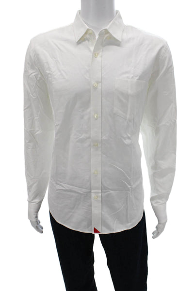 Untuckit Mens Dress Shirt Button Up White Cotton Long Sleeve Size L
