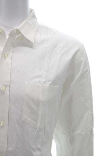 Untuckit Mens Dress Shirt Button Up White Cotton Long Sleeve Size L