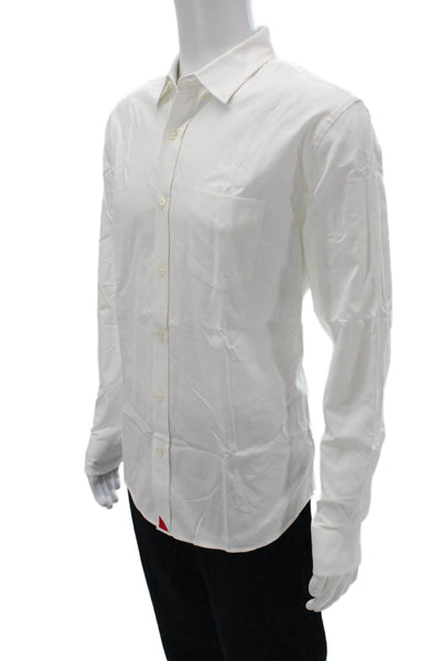 Untuckit Mens Dress Shirt Button Up White Cotton Long Sleeve Size L