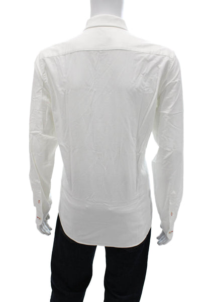 Untuckit Mens Dress Shirt Button Up White Cotton Long Sleeve Size L