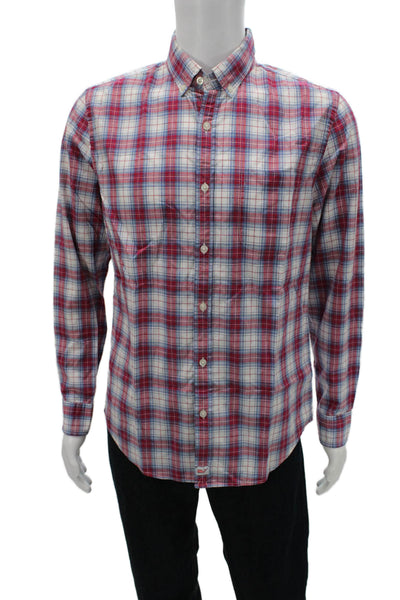 Vineyard Vines Mens Red Plaid Button Down Long Sleeve Cotton Shirt Size M