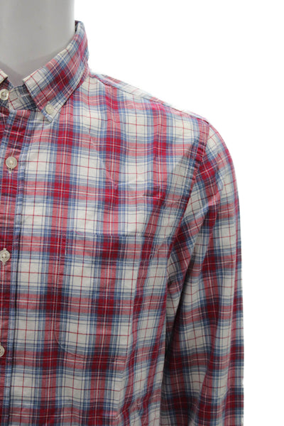 Vineyard Vines Mens Red Plaid Button Down Long Sleeve Cotton Shirt Size M