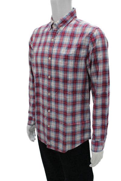 Vineyard Vines Mens Red Plaid Button Down Long Sleeve Cotton Shirt Size M