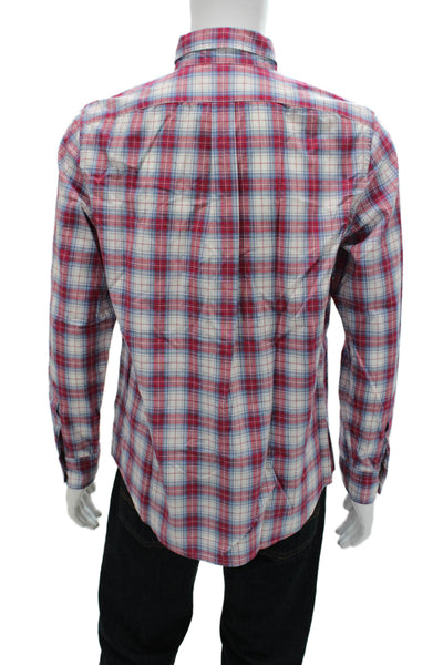 Vineyard Vines Mens Red Plaid Button Down Long Sleeve Cotton Shirt Size M