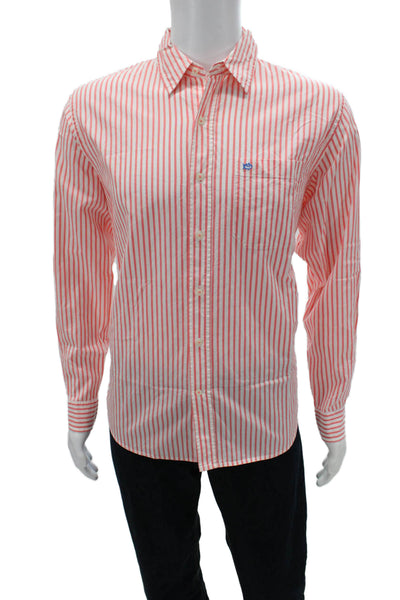 Southern Tide Mens Dress Shirt White Striped Long Sleeve Collared Size M