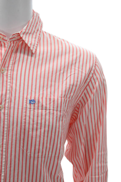 Southern Tide Mens Dress Shirt White Striped Long Sleeve Collared Size M