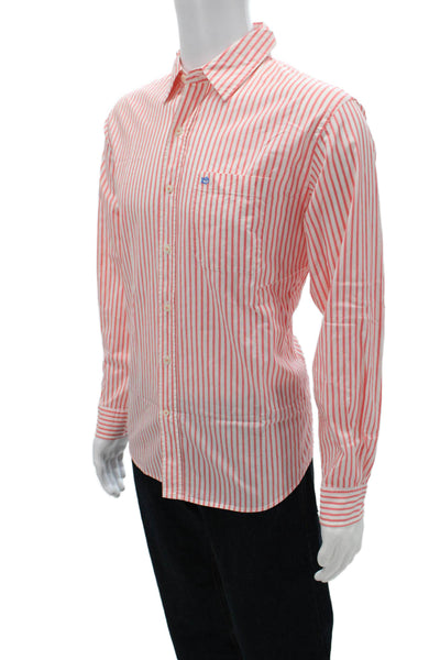 Southern Tide Mens Dress Shirt White Striped Long Sleeve Collared Size M