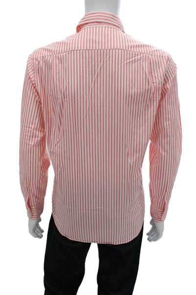 Southern Tide Mens Dress Shirt White Striped Long Sleeve Collared Size M