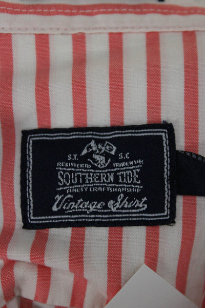 Southern Tide Mens Dress Shirt White Striped Long Sleeve Collared Size M