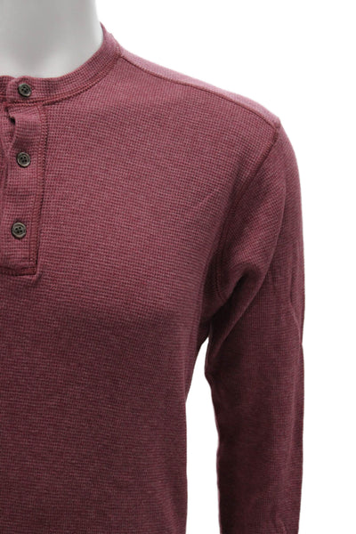 Bonobos Mens Striped Henley Long Sleeve T-Shirt Red Cotton Size M