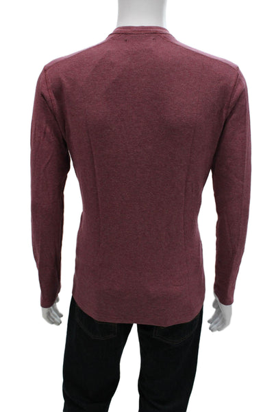 Bonobos Mens Striped Henley Long Sleeve T-Shirt Red Cotton Size M