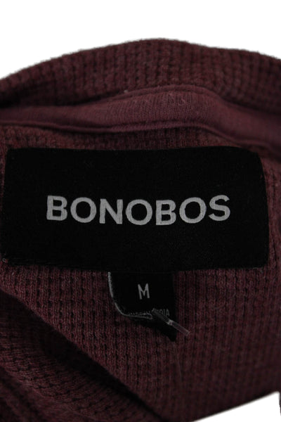 Bonobos Mens Striped Henley Long Sleeve T-Shirt Red Cotton Size M