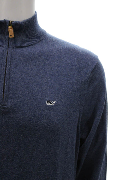 Vineyard Vines Mens Pullover Mock Neck Cotton Nautical Blue Sweater Size M