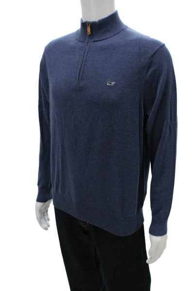 Vineyard Vines Mens Pullover Mock Neck Cotton Nautical Blue Sweater Size M