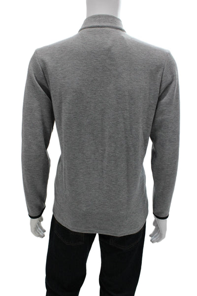 Adidas Mens Gray Zip Mock Neck Hoodie Polyester Basic Casual Size M