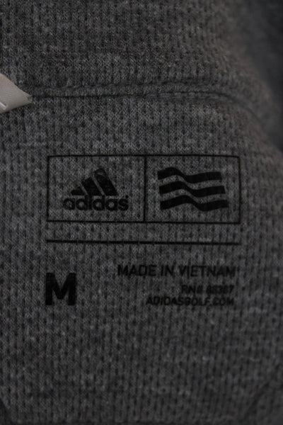 Adidas Mens Gray Zip Mock Neck Hoodie Polyester Basic Casual Size M