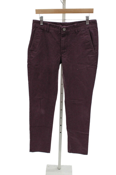 Bonobos Mens Chinos Purple Button Cotton Solid Fall Classic Inseam 33 Size 31