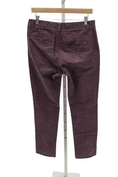 Bonobos Mens Chinos Purple Button Cotton Solid Fall Classic Inseam 33 Size 31