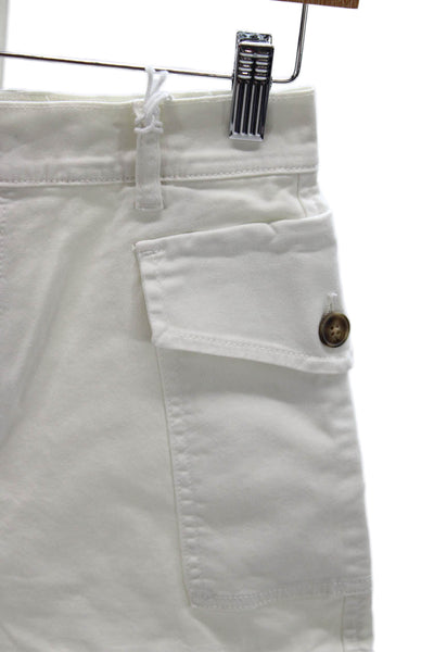 Frame Women Cargo Shorts White Cotton Elastane Size 26