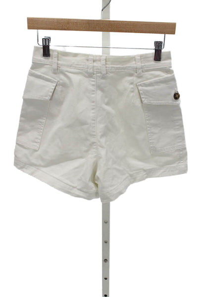 Frame Women Cargo Shorts White Cotton Elastane Size 26