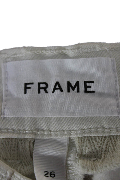 Frame Women Cargo Shorts White Cotton Elastane Size 26