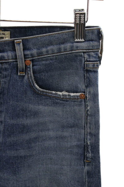 Citizens of Humanity Unisex Straight Jeans Blue Mid Rise Button Cotton Size 25