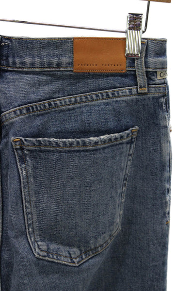 Citizens of Humanity Unisex Straight Jeans Blue Mid Rise Button Cotton Size 25