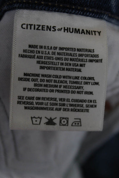 Citizens of Humanity Unisex Straight Jeans Blue Mid Rise Button Cotton Size 25