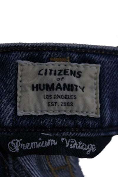 Citizens of Humanity Unisex Straight Jeans Blue Mid Rise Button Cotton Size 25