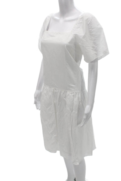 Theory Women Drop Waist Knee Length Square Neck Dress Short Sleeve Size M