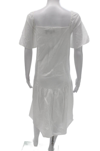 Theory Women Drop Waist Knee Length Square Neck Dress Short Sleeve Size M
