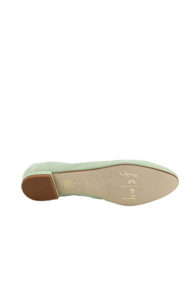 FS/NY Womens Slip On Round Toe Scalloped Ballet Flats Green Suede Size 9
