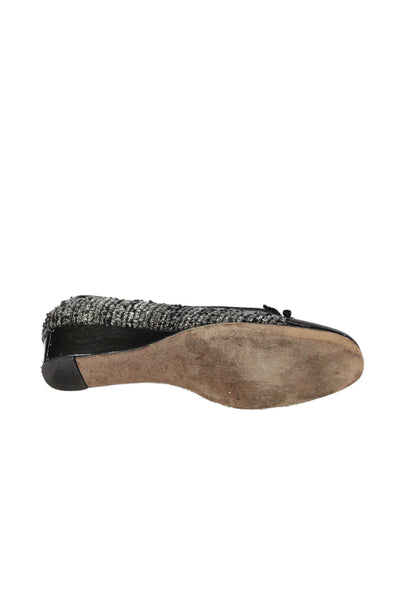 FS/NY Womens Slip On Wedge Heel Cap Toe Tweed Pumps Black Size 8