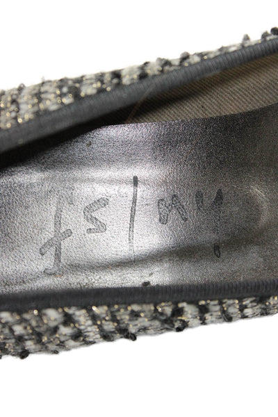FS/NY Womens Slip On Wedge Heel Cap Toe Tweed Pumps Black Size 8