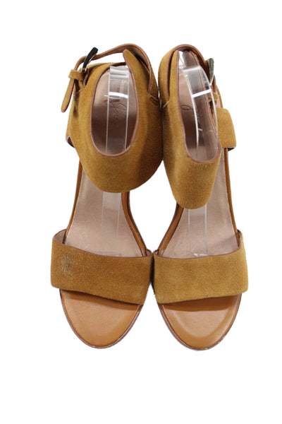 Joie Womens Block Heel Suede Ankle Strap Sandals Brown Size 40