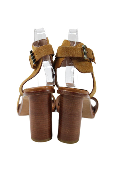 Joie Womens Block Heel Suede Ankle Strap Sandals Brown Size 40