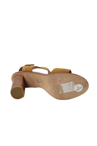 Joie Womens Block Heel Suede Ankle Strap Sandals Brown Size 40