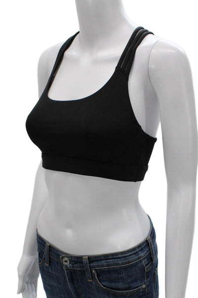Athleta Women's Scoop Neck Strappy Back Sport Bra Black Size S