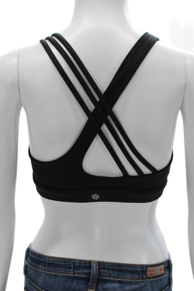Athleta Women's Scoop Neck Strappy Back Sport Bra Black Size S