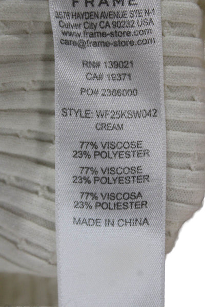 Frame Women Pullover Sweater Ivory Viscose Blend Crew Neck Short Sleeve Size XS