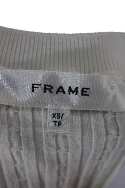 Frame Women Pullover Sweater Ivory Viscose Blend Crew Neck Short Sleeve Size XS