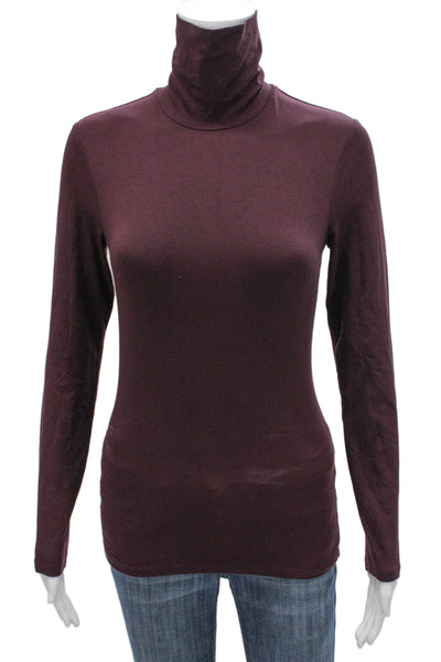 Soldout.nyc Womens Purple Viscose Blend Turtleneck Long Sleeve T-Shirt Size S