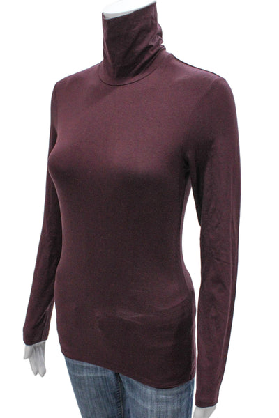Soldout.nyc Womens Purple Viscose Blend Turtleneck Long Sleeve T-Shirt Size S